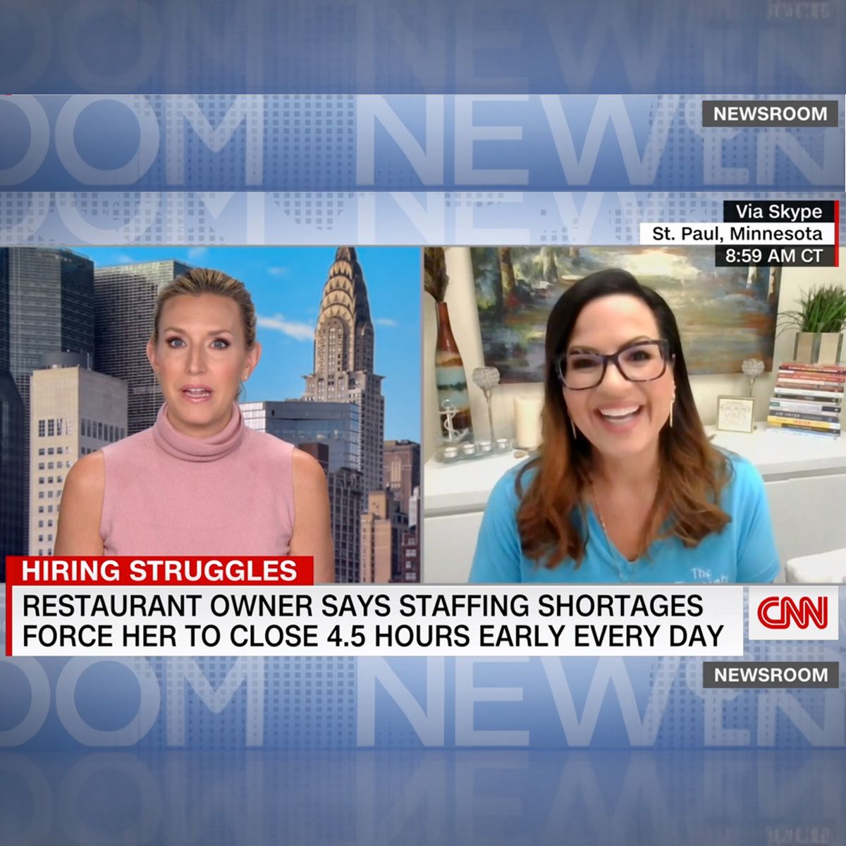 Sandra Weise being interviewed on CNN Newsroom