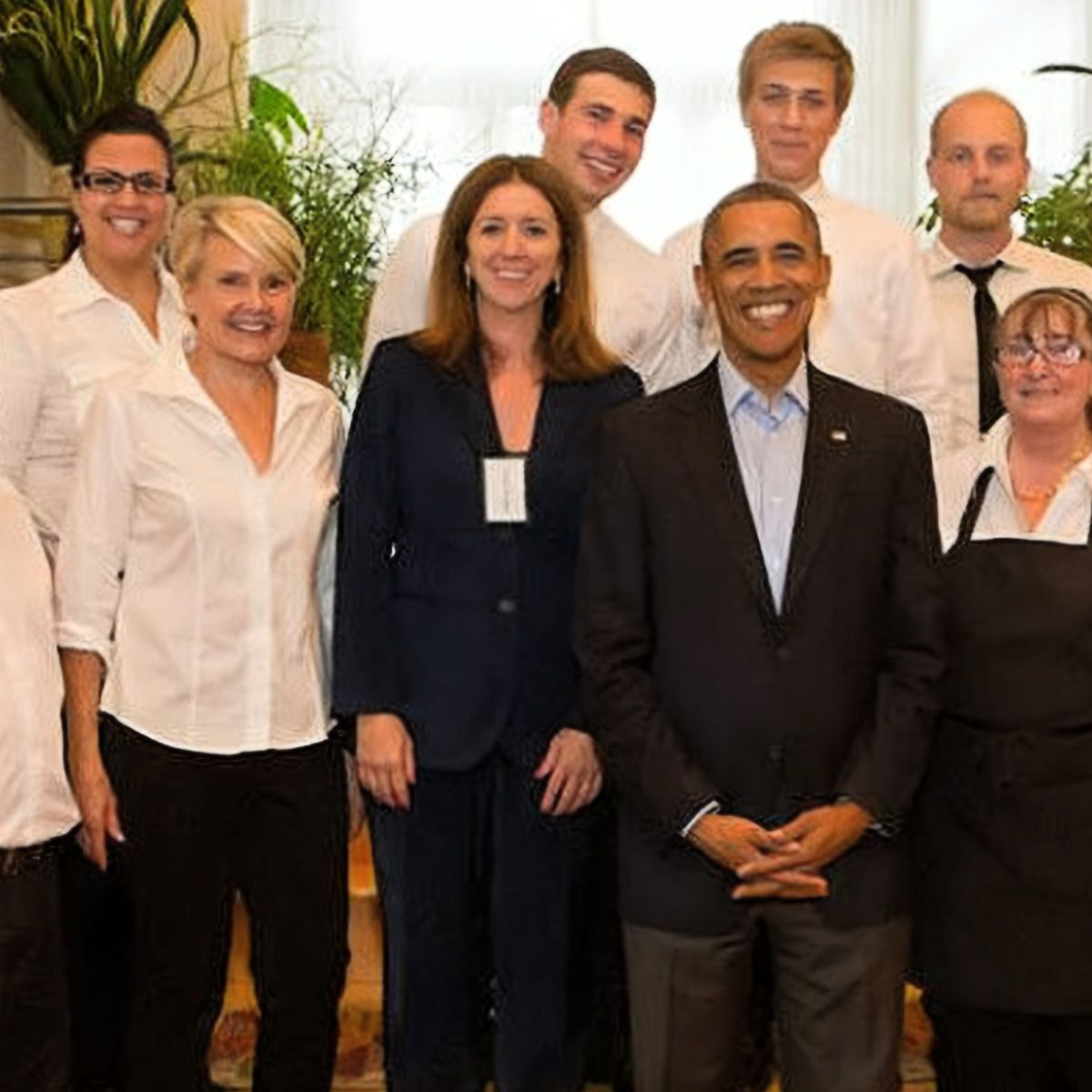 Sandra Weise and her Finnish Bistro team with President Barack Obama
